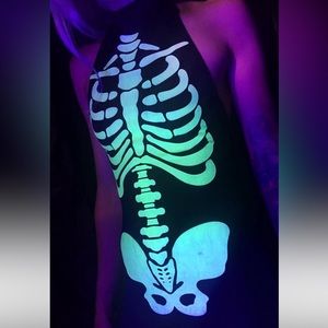 Glow in the dark skeleton bone Halloween catsuit costume (New with tags)